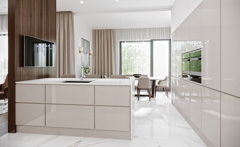 Floor-to-Ceiling White Cabinets 